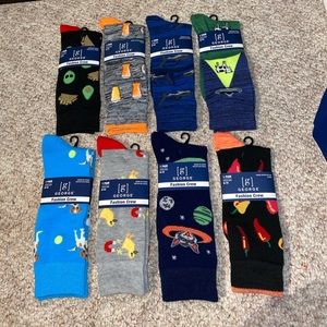 Men/'s George Fashion Crew Dress Socks Aztec Red//Yellow//Orange 1 Pair Size 6-12